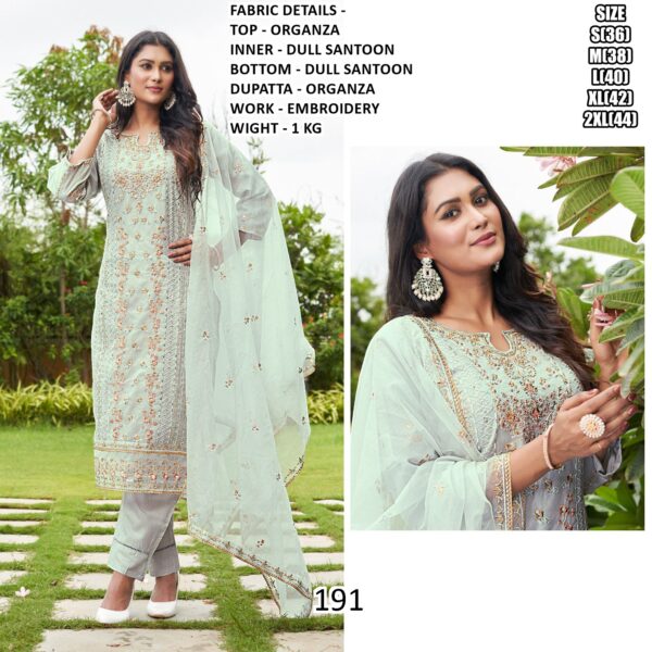 Buy Now Amazing Light Pink And Green Organza Embroidered Designer Salwar Suits