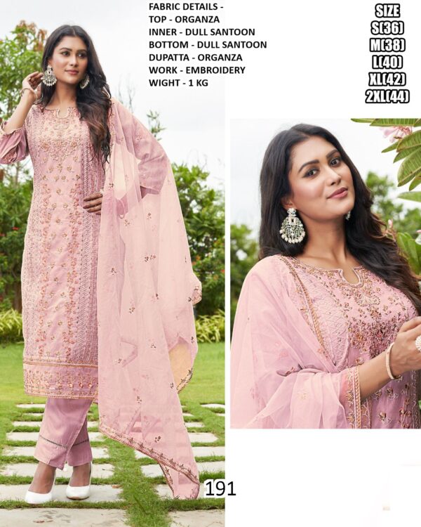 Buy Now Amazing Light Pink And Green Organza Embroidered Designer Salwar Suits
