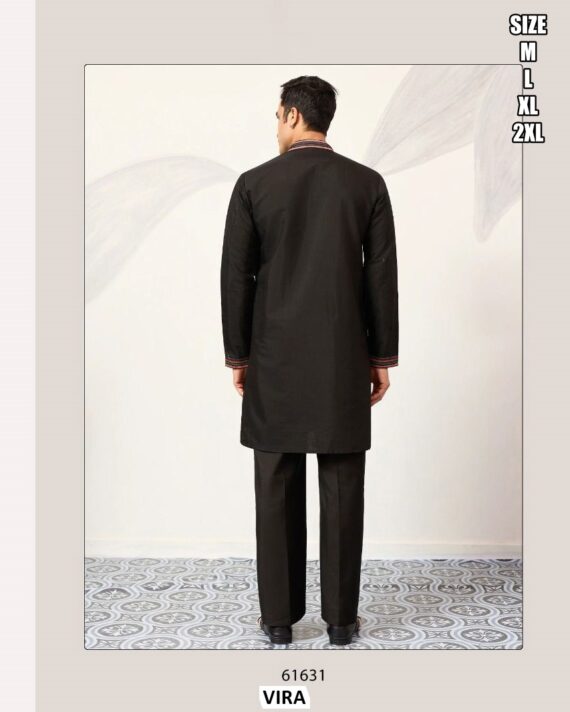 Viscose Silk Thread With Sequence Embroidery Work Men's Functions Wear Kurta And Pajama