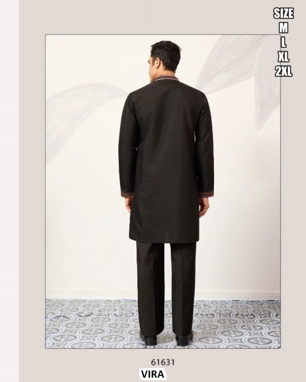 Viscose Silk Thread With Sequence Embroidery Work Men's Functions Wear Kurta And Pajama
