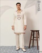 Viscose Silk Thread With Sequence Embroidery Work Men's Functions Wear Kurta And Pajama