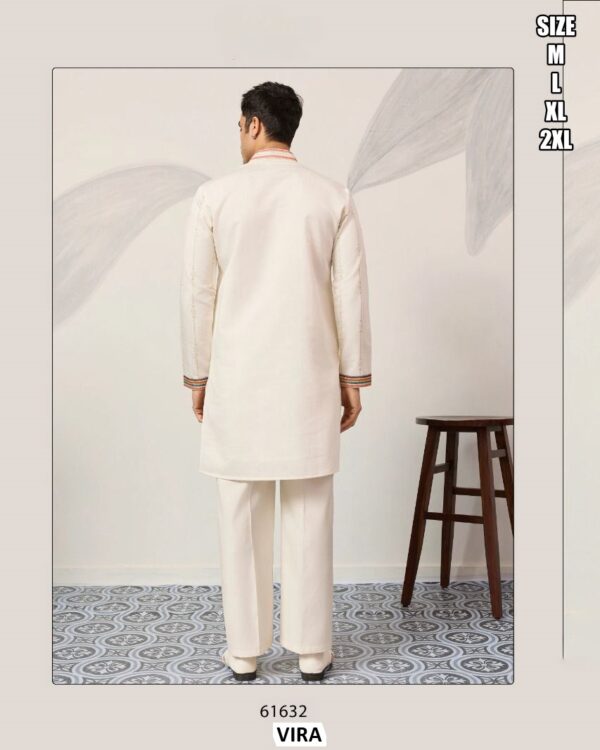 Viscose Silk Thread With Sequence Embroidery Work Men's Functions Wear Kurta And Pajama