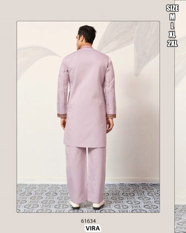 Viscose Silk Thread With Sequence Embroidery Work Men's Functions Wear Kurta And Pajama
