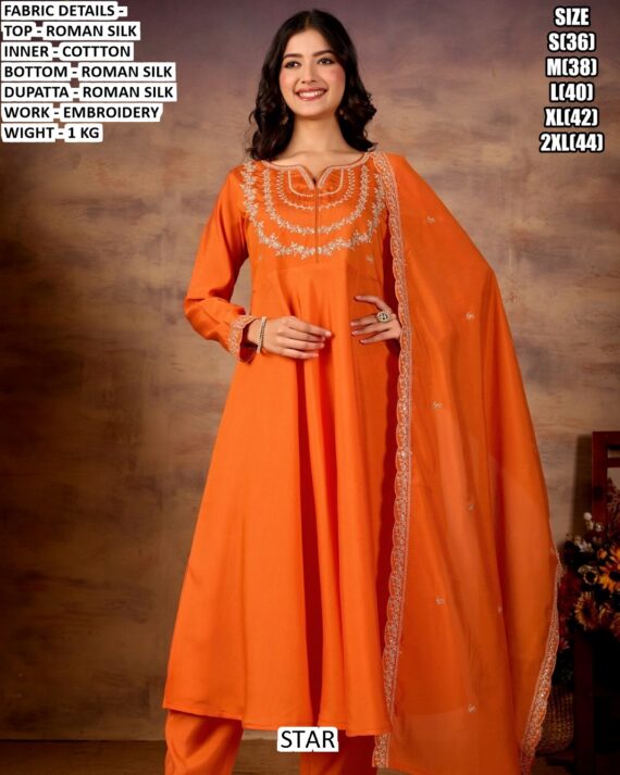 Roman Silk Party Wear Simple Designer Readymade Salwar Suits In Unique Five Colours!