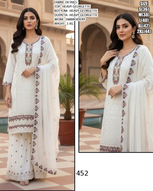 Floral Embroidery Worked Heavy Georgette Ready To Wear Women's Salwar Kameez Suits