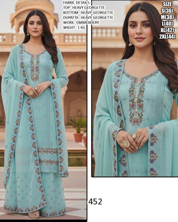 Floral Embroidery Worked Heavy Georgette Ready To Wear Women's Salwar Kameez Suits