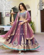 Multi Colour Georgette Bollywood Party Style Ready To Wear Lehenga Choli With Dupatta