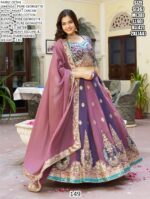 Multi Colour Georgette Bollywood Party Style Ready To Wear Lehenga Choli With Dupatta