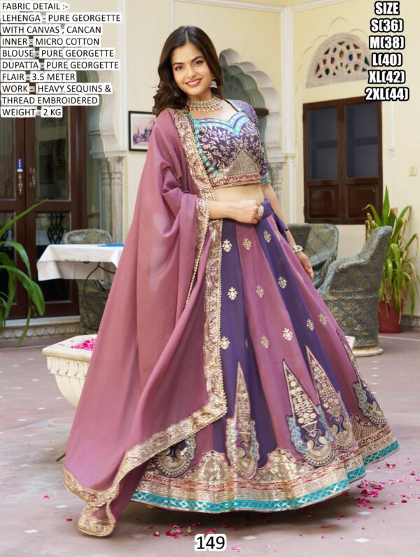 Multi Colour Georgette Bollywood Party Style Ready To Wear Lehenga Choli With Dupatta