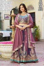 Multi Colour Georgette Bollywood Party Style Ready To Wear Lehenga Choli With Dupatta