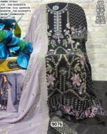 Buy Black Faux Georgette Straight Cut Pakistani Salwar Suits With Embroidery Work