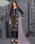 Buy Black Faux Georgette Straight Cut Pakistani Salwar Suits With Embroidery Work