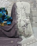 Embroidered And Sequins Work Faux Georgette Salwar Suits In White With Contrast Dupatta