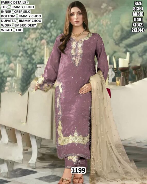 Ready To Wear Jimmy Choo Embroidery Work Pakistani Wedding Suits With Dupatta