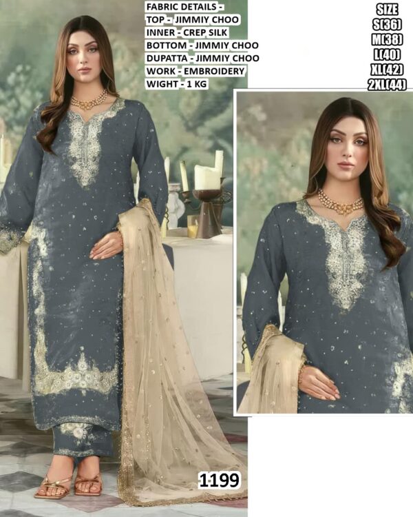 Ready To Wear Jimmy Choo Embroidery Work Pakistani Wedding Suits With Dupatta