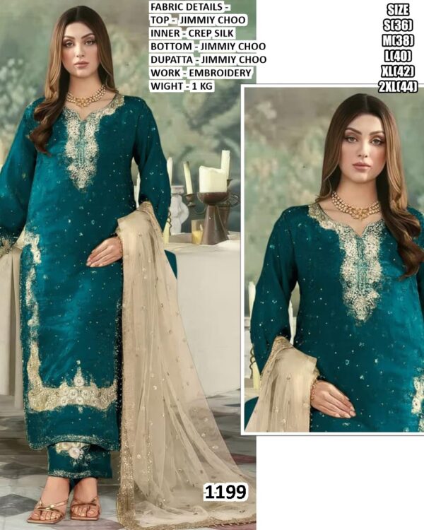 Ready To Wear Jimmy Choo Embroidery Work Pakistani Wedding Suits With Dupatta