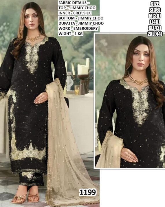 Ready To Wear Jimmy Choo Embroidery Work Pakistani Wedding Suits With Dupatta