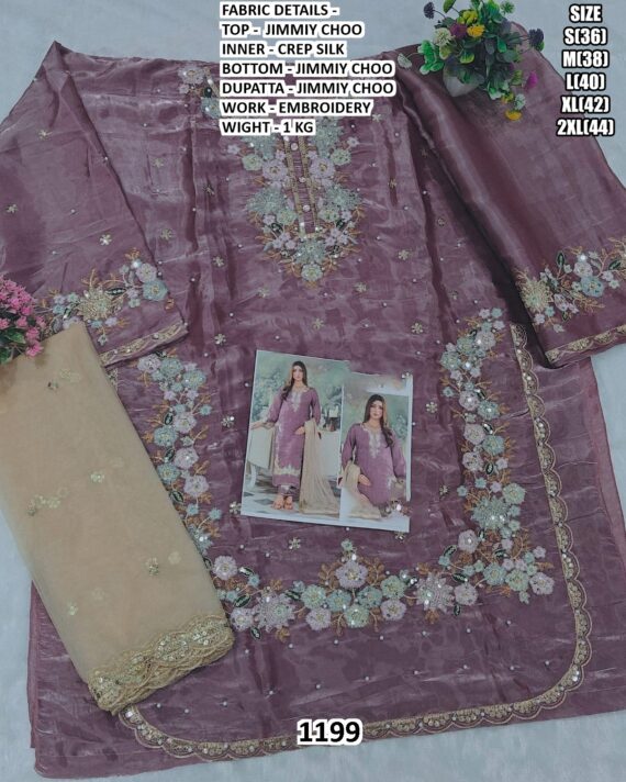 Ready To Wear Jimmy Choo Embroidery Work Pakistani Wedding Suits With Dupatta