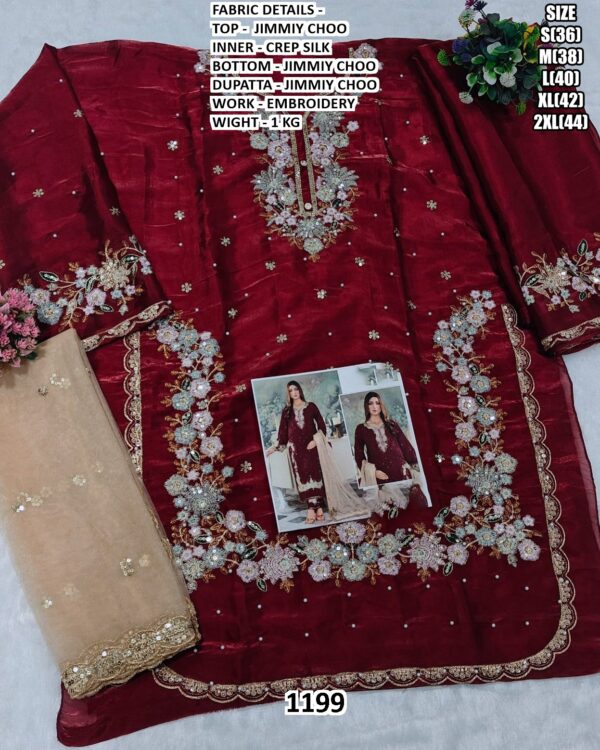 Ready To Wear Jimmy Choo Embroidery Work Pakistani Wedding Suits With Dupatta