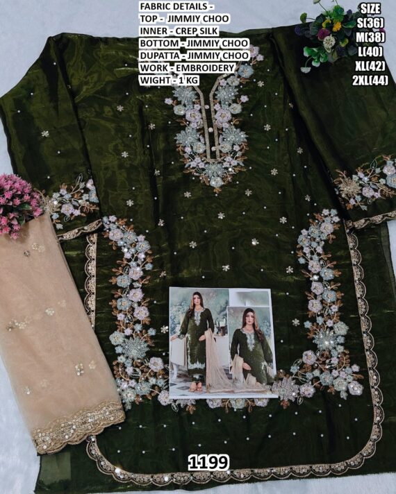 Ready To Wear Jimmy Choo Embroidery Work Pakistani Wedding Suits With Dupatta