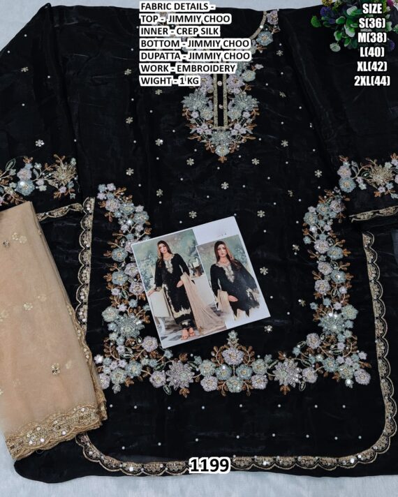 Ready To Wear Jimmy Choo Embroidery Work Pakistani Wedding Suits With Dupatta