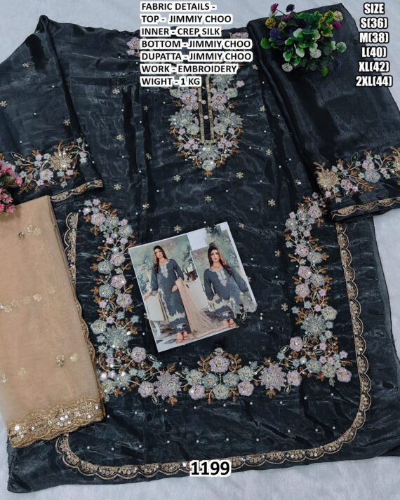 Ready To Wear Jimmy Choo Embroidery Work Pakistani Wedding Suits With Dupatta