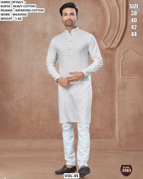 Presenting A Premium Ethnic Men's Wear Set Made With Heavy Cotton Kurta And Pajama
