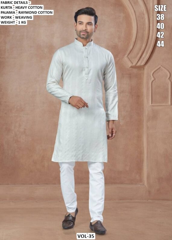 Presenting A Premium Ethnic Men's Wear Set Made With Heavy Cotton Kurta And Pajama