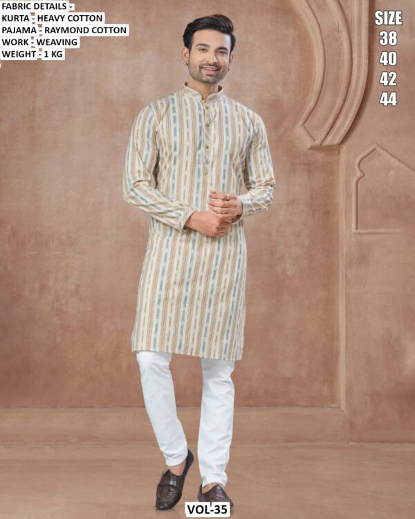 Presenting A Premium Ethnic Men's Wear Set Made With Heavy Cotton Kurta And Pajama