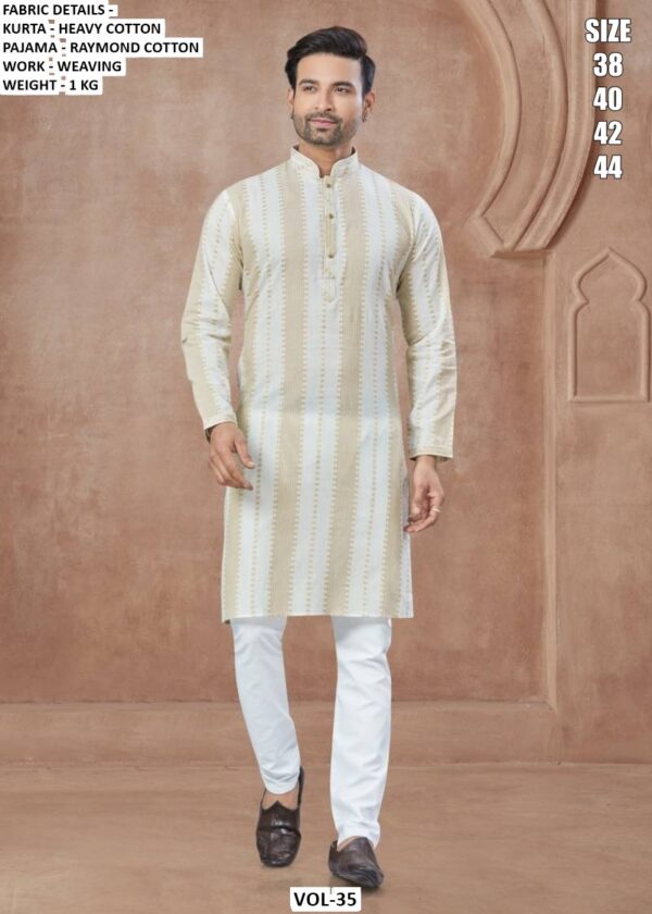 Presenting A Premium Ethnic Men's Wear Set Made With Heavy Cotton Kurta And Pajama