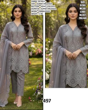 Super Organza Embroidery Cut Work Party Wear Un-Stitched Salwar Suits For Women