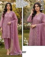 Super Organza Embroidery Cut Work Party Wear Un-Stitched Salwar Suits For Women