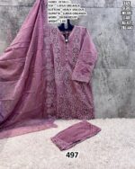 Super Organza Embroidery Cut Work Party Wear Un-Stitched Salwar Suits For Women