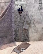 Super Organza Embroidery Cut Work Party Wear Un-Stitched Salwar Suits For Women