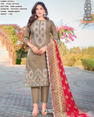 Indulge In Pure Comfort And Timeless Style With Our Pure Cotton Embroidered Salwar Kameez