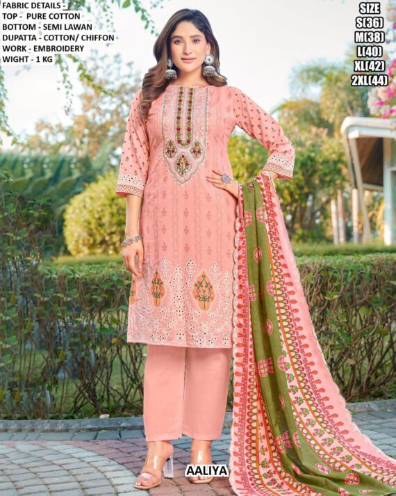Indulge In Pure Comfort And Timeless Style With Our Pure Cotton Embroidered Salwar Kameez