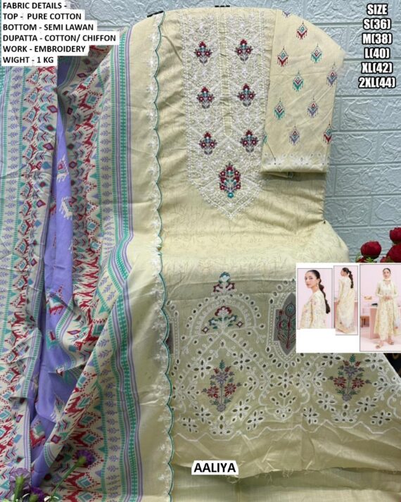 Indulge In Pure Comfort And Timeless Style With Our Pure Cotton Embroidered Salwar Kameez