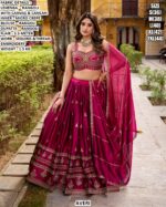 Rani Pink Colour Rangoli Silk Wedding Lehenga Choli With Sequins And Thread Embroidery Work
