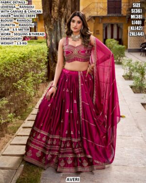 Rani Pink Colour Rangoli Silk Wedding Lehenga Choli With Sequins And Thread Embroidery Work