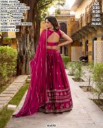 Rani Pink Colour Rangoli Silk Wedding Lehenga Choli With Sequins And Thread Embroidery Work