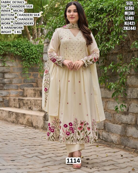 Timeless Chanderi Silk Kurti Set With Exiquisite Embroidery And Handwork At Reasonable Price