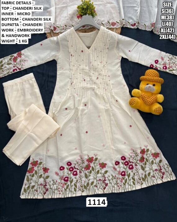 Timeless Chanderi Silk Kurti Set With Exiquisite Embroidery And Handwork At Reasonable Price