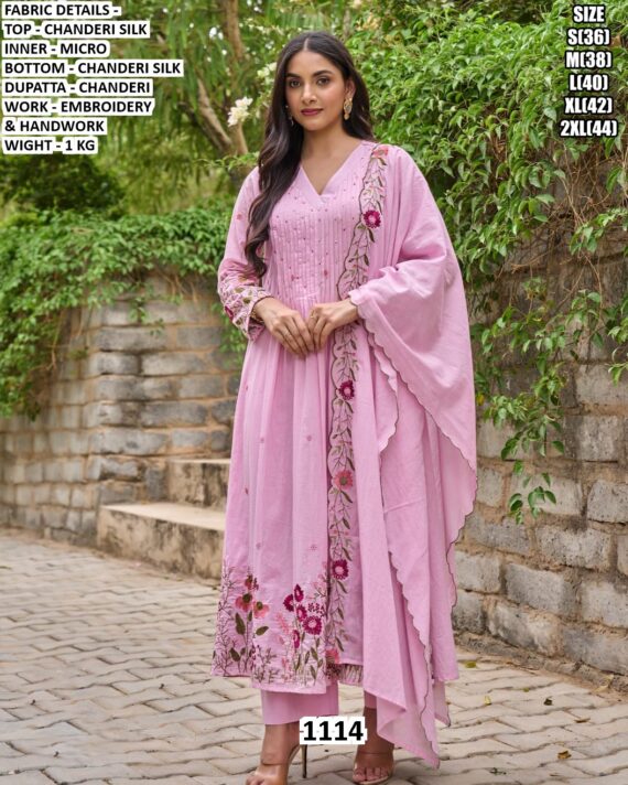 Timeless Chanderi Silk Kurti Set With Exiquisite Embroidery And Handwork At Reasonable Price