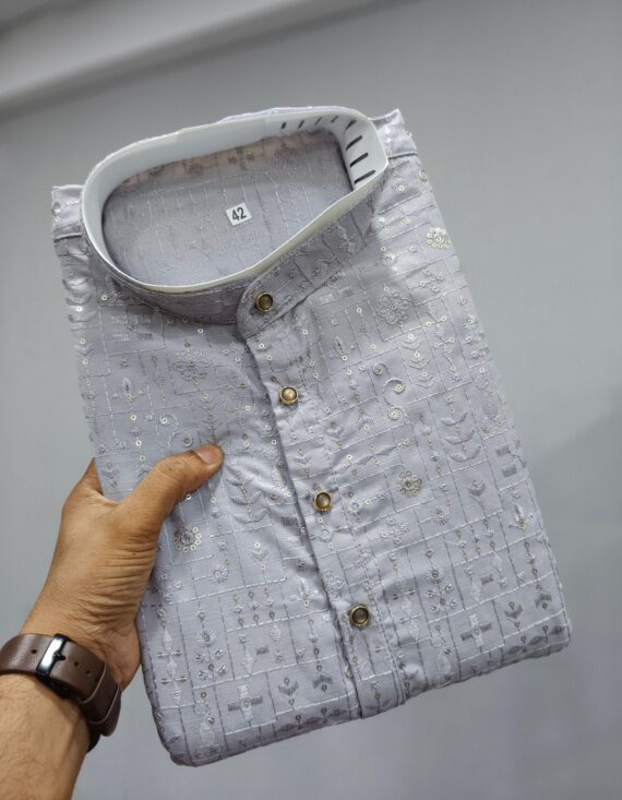 Functions Wear Pure Rayon Kurta Pajama Sets For Men With Embroidery Work