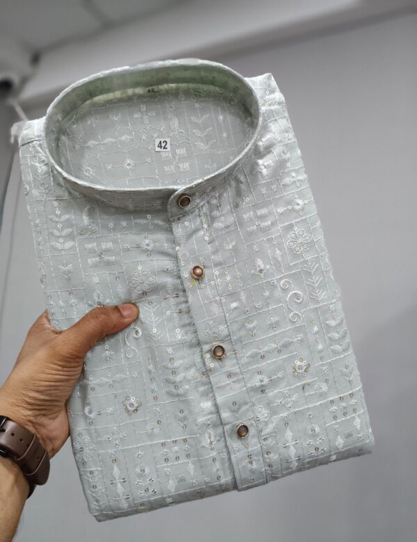 Functions Wear Pure Rayon Kurta Pajama Sets For Men With Embroidery Work