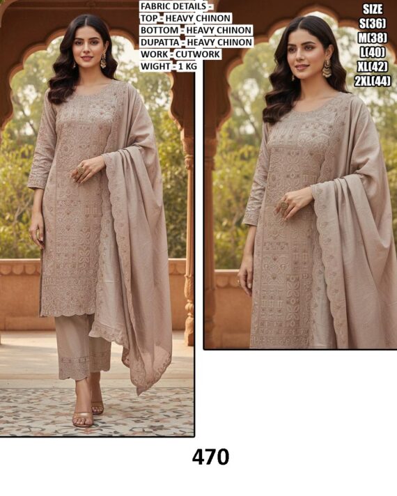 Introducing A Wedding Wear Heavy Chinon Pakistani Suit Sets With Cutwork