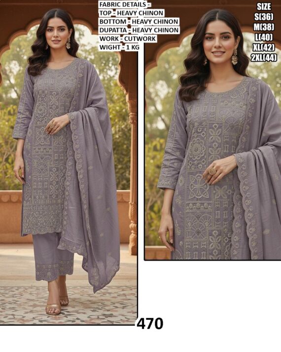 Introducing A Wedding Wear Heavy Chinon Pakistani Suit Sets With Cutwork