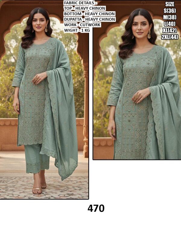 Introducing A Wedding Wear Heavy Chinon Pakistani Suit Sets With Cutwork