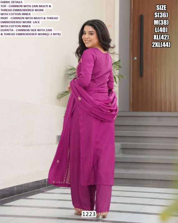 Look Ethnic In This Sort Of A Affluent Chinon Silk Trendy Designer Salwar Kameez Suits