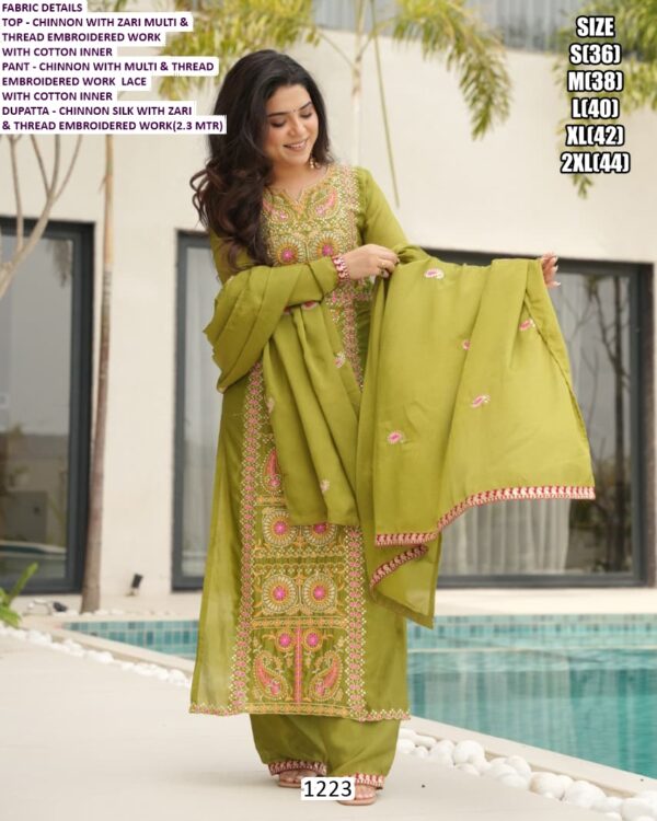 Look Ethnic In This Sort Of A Affluent Chinon Silk Trendy Designer Salwar Kameez Suits